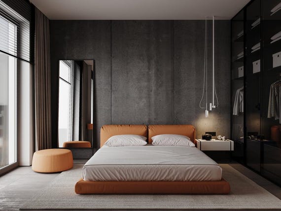 A relevant stock photo of platform bed custom in a typical setting.