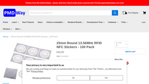25mm Round 13.56MHz RFID NFC Stickers - 100 Pack - PMD Way - rfid stickers bulk