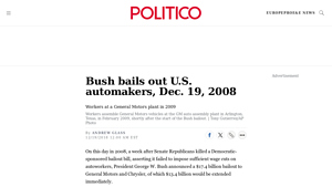 Bush bails out U.S. automakers, Dec. 19, 2008 - POLITICO - car manufacturer bailout