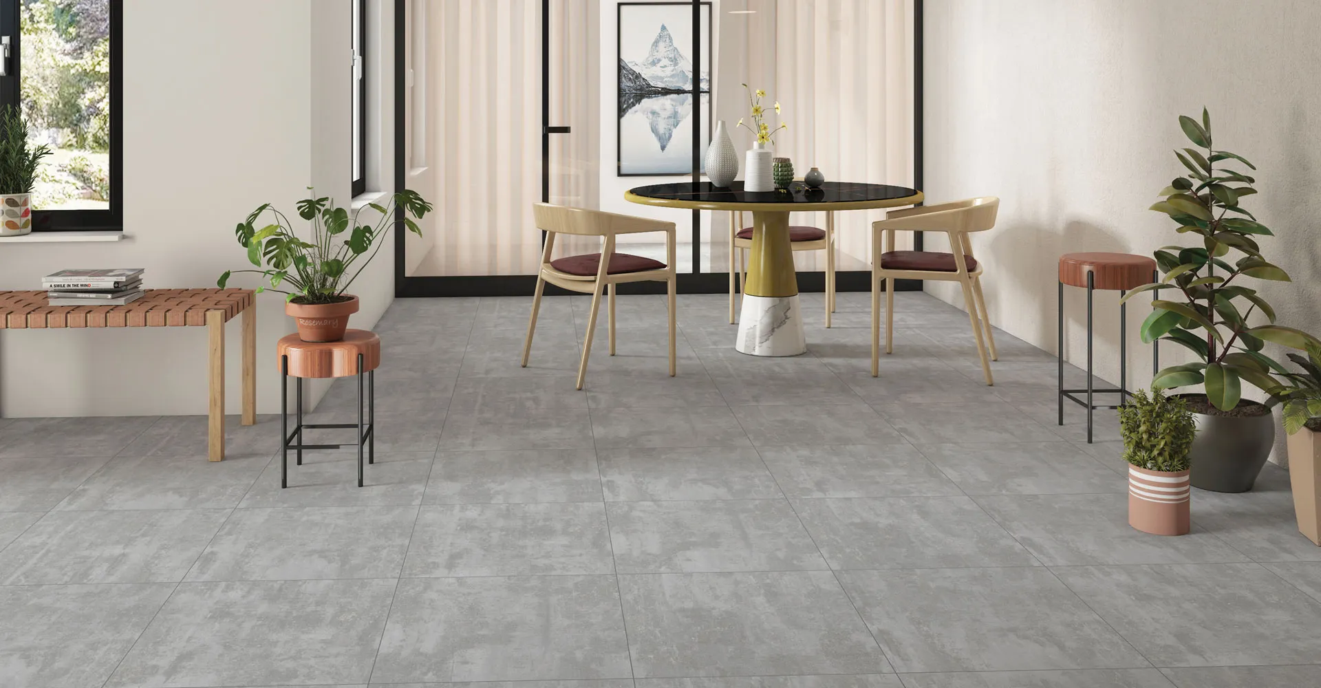 A relevant stock photo of porcelain tile manufacturer in a typical setting.
