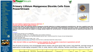 Primary Lithium Manganese Dioxide Cells from PowerStream - cr1620 bulk