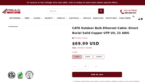 Bulk CAT6 Unshielded Ethernet Cable for Direct Burial (UTP) - cat6 bulk