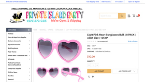 Light Pink Heart Sunglasses Bulk | 8 PACK | Adult Size | 1051P - pink sunglasses bulk