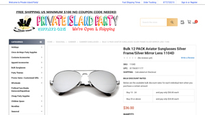 Bulk Silver Aviator Sunglasses | Privateislandparty.com - mirrored sunglasses bulk