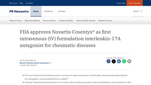 FDA approves Novartis Cosentyx® as first intravenous (IV) formulation ... - cosentyx manufacturer