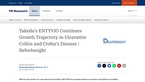 Takeda's ENTYVIO Continues Growth Trajectory in Ulcerative Colitis and ... - entyvio manufacturer