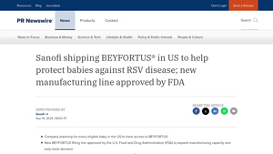 Sanofi shipping BEYFORTUS® in US to help protect babies against RSV ... - beyfortus manufacturer