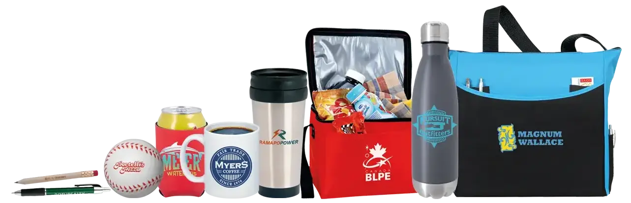 A relevant stock photo of promotional items custom in a typical setting.