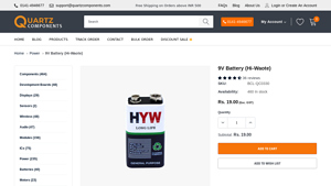 9V Battery (Hi-Waote) - Quartz Components - hw battery factory