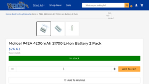 Molicel P42A 4200mAh 21700 Li-Ion Battery 2 Pack - RaceDayQuads - 21700 battery bulk