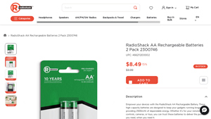 RadioShack AA Rechargeable Batteries 2 Pack 2300746 - rechargeable aa batteries bulk