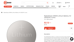 RadioShack CR1616 Lithium Battery 3V 2302274 (1 Unit) - cr1616 bulk