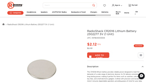 RadioShack CR2016 Lithium Battery 2302277 3V (1 Unit) - cr2016 bulk