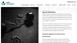 Sports Nutrition Industry Manufacturing Services | Rain Nutrience Ltd - sport supplement manufacturer