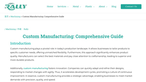 Custom Manufacturing: Comprehensive Guide - RALLY - custom manufacturer