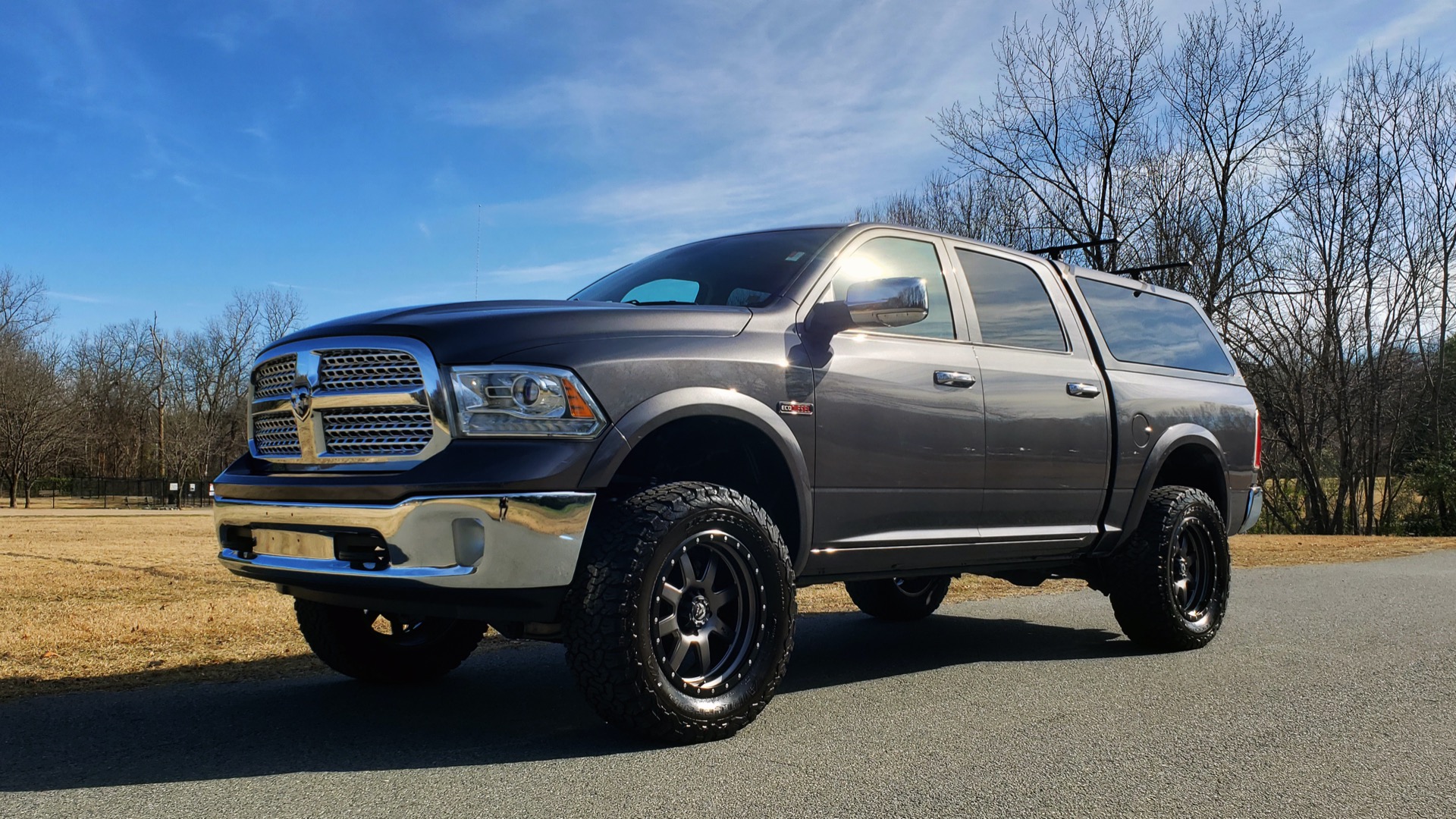 A relevant stock photo of ram 1500 laramie custom in a typical setting.