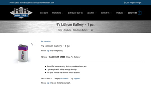 9V Lithium Battery - 1 pc. - R and R Wholesale - 9v bulk