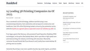 14 Leading 3D Printing Companies As Of 2025 - RankRed - printer manufacturer