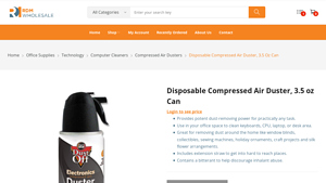 Disposable Compressed Air Duster, 3.5 oz Can - RDM Wholesale - compressed air can bulk