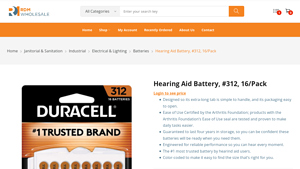 Hearing Aid Battery, #312, 16/Pack | RDM Wholesale - hearing aid batteries bulk