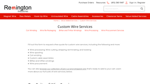 Custom Wire Services & Custom-Made Cables - Remington Industries - wire manufacturer