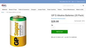 GP D Alkaline Batteries (20 Pack) - d cell battery bulk