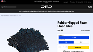Rubber-Topped Foam Floor Tiles | REP Fitness | Home Gym Flooring - foam tiles bulk