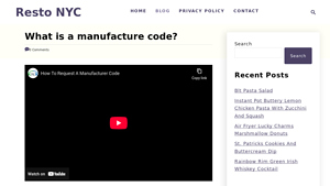 What is a manufacture code? - Resto NYC - manufacturer code