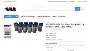 BATCR123-10PK Box of ten lithium CR123 batteries ... - Risk Reactor - 123 battery bulk