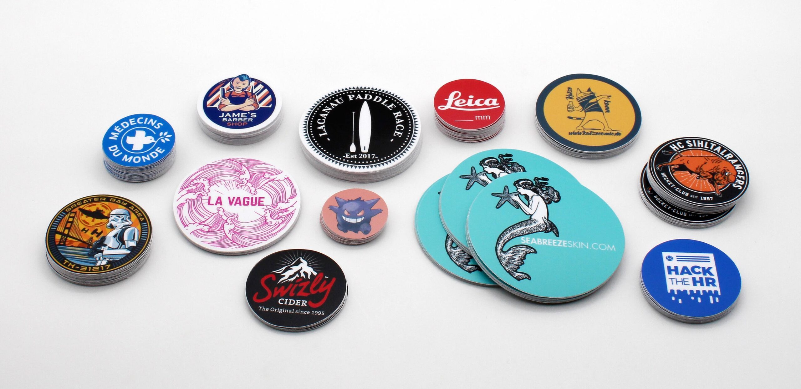 A relevant stock photo of round stickers custom in a typical setting.
