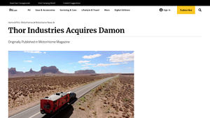 Thor Industries Acquires Damon - RV.com - damon motorhome manufacturer