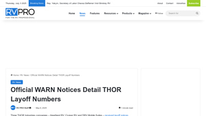 Official WARN Notices Detail THOR Layoff Numbers - RV PRO - heartland rv manufacturer
