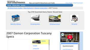 2007 Damon Corporation Tuscany Class A RV | Specs, Floorplan, GVWR ... - damon motorhome manufacturer