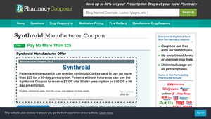 Synthroid Coupon 2025 - Pay no more than $25 - Manufacturer Offer - synthroid manufacturer