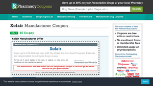 Xolair Coupon 2025 - $5 Co-pay - Manufacturer Offer - Rx Pharmacy Coupons - xolair manufacturer