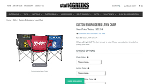 Custom Embroidered Lawn Chair - stuff4GREEKS - lawn chairs bulk