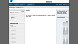 MAC Manufacturer Database - SAE International - mac manufacturer search