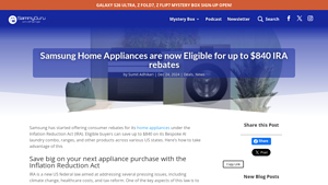 Samsung Home Appliances are now Eligible for up to $840 IRA rebates - washer dryer manufacturer rebates