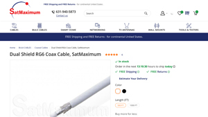 Dual Shield RG6 Coax Cable, SatMaximum - rg6 cable bulk