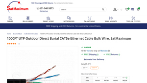 1000FT UTP Outdoor Direct Burial CAT5e Ethernet Cable Bulk Wire ... - cat 5 cable bulk