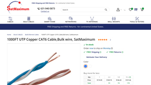1000FT UTP Copper CAT6 Cable,Bulk wire, SatMaximum - cat 6 cable bulk