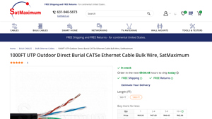 1000FT UTP Outdoor Direct Burial CAT5e Ethernet Cable Bulk Wire ... - cat5e ethernet cable bulk