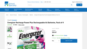 Energizer Recharge Power Plus Rechargeable AA Batteries, Pack of 4 - rechargeable aa batteries bulk