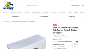 Bulk AA Alkaline Batteries, Sci-Supply Brand, Shrink Wrapped - double a batteries bulk