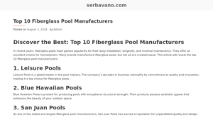 Top 10 Fiberglass Pool Manufacturers - serbavano.com - best fiberglass pool manufacturer