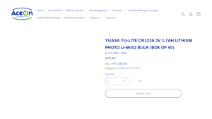 YUASA YU-LITE CR123A 3V 1.7AH LITHIUM PHOTO Li-Mn02 ... - cr123a lithium batteries bulk