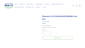 Panasonic 3.6V 3400mAh NCR18650B Li-Ion Cell - ncr18650b bulk
