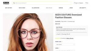 GEEK COUTURE Oversized Fashion Glasses - Geek Eyewear - oversized glasses bulk
