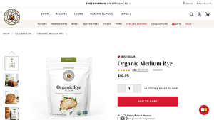 Organic Medium Rye - King Arthur Baking Company - rye flour bulk