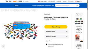 Hot Wheels 50-Car Pack Of 1:64 Scale Vehicles | Mattel - hot wheels bulk